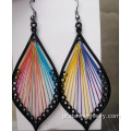 Liga quadro fio de seda folha forma Handcraft Dangle brincos